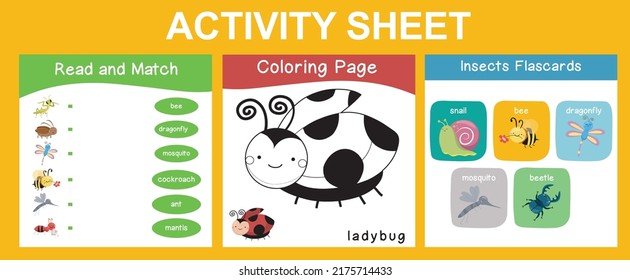 Activity Sheet Children Educational Printable Worksheet Stock Vector ...