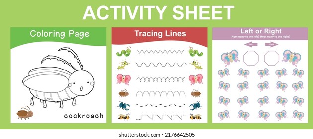 Hoja de actividades para niños. Hoja de cálculo imprimible educativa. Tema de la hoja de cálculo Animales. Ilustraciones vectoriales.