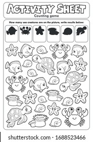 Activity sheet counting game 1 - eps10 vector illustration.