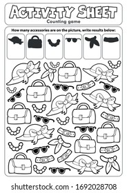 Activity sheet counting game 4 - eps10 vector illustration.