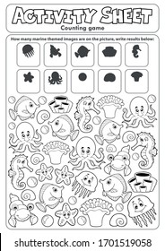 Activity sheet counting game topic  - eps10 vector illustration.