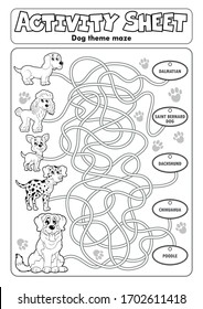 Activity Sheet Dog Theme 1 - Eps10 Vector Illustration.