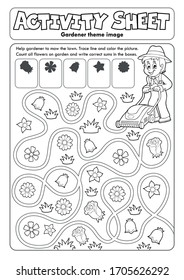 Activity sheet gardener theme 1 - eps10 vector illustration.