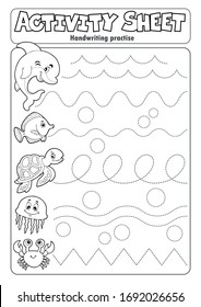 Activity sheet handwriting practise 3 - eps10 vector illustration.