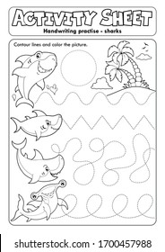 Activity sheet handwriting practise  - eps10 vector illustration.