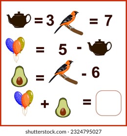 Activity sheet for kids in math. Counting to 10, educational children's game.