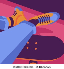 The activity of skateboarding in the morning