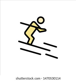 Activity, Ski, Skiing, Sportsman  Flat Color Icon. Vector icon banner Template. Vector Icon Template background