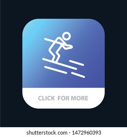 Activity, Ski, Skiing, Sportsman Mobile App Button. Android and IOS Line Version