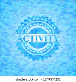 Activity sky blue emblem with mosaic background