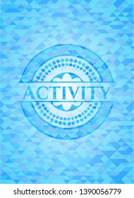 Activity sky blue emblem with mosaic background