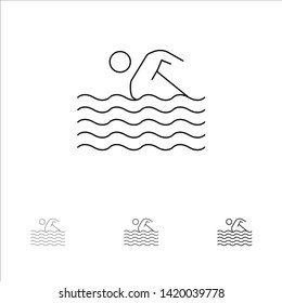 Activity, Sport, Swim, Swimming, Water Bold and thin black line icon set