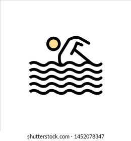 Activity, Sport, Swim, Swimming, Water  Flat Color Icon. Vector icon banner Template