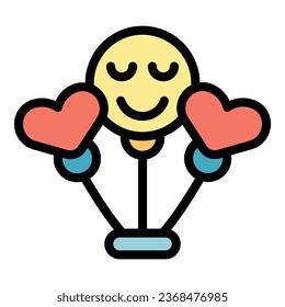 Activity surprise icon outline vector. Face fun. Person character color flat