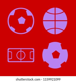 activity vector icons set. with basketball ball, football ball, soccer ball and football stadium in set