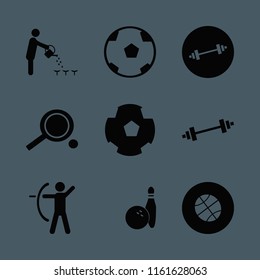 activity vector icons set. with ping pong, football ball, soccer ball and archer in set