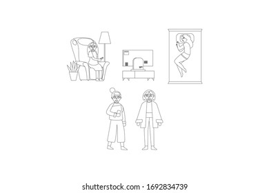 Activity Vector Outline Design Illustration Bundle
