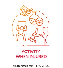 Activity When Injured, Dangerous Work And Sport Concept Icon. Unsafe Working Conditions, Suicide, Adversity Thin Line Illustration. Vector Isolated Outline RGB Color Drawing