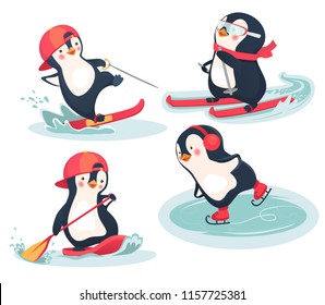 Activity Winter Summer Penguin Vector Illustration Stock Vector ...