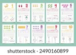 Activity worksheets for kids with many exercises. Learning numbers from 1 to 10. Trace, color, dot to dot on one page