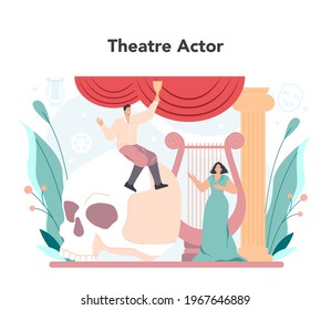 Actor and actress concept. Classical theatrical play performer.