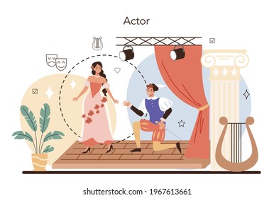 Actor and actress concept. Theatrical performer or movie production cast