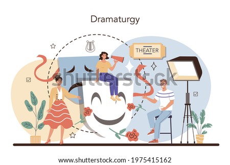 Actor and actress concept. Theatrical performer or movie production cast member. Acting performance in front of audience or camera. Modern creative profession. Vector flat illustration