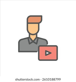 actor avatar filled outline icon. actor color line illustration.
