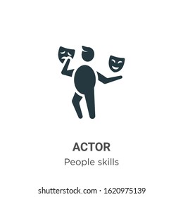 Actor glyph icon vector on white background. Flat vector actor icon symbol sign from modern people skills collection for mobile concept and web apps design.