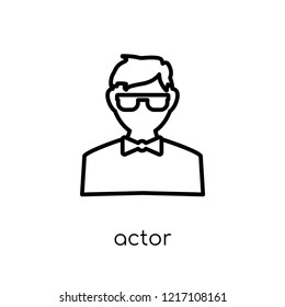 Actor icon. Trendy modern flat linear vector Actor icon on white background from thin line Professions collection, editable outline stroke vector illustration