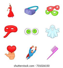 Actor icons set. Cartoon set of 9 actor vector icons for web isolated on white background