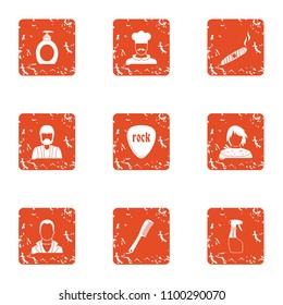 Actor icons set. Grunge set of 9 actor vector icons for web isolated on white background
