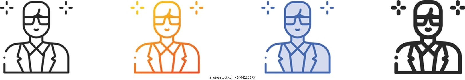 actor icon.Thin Linear, Gradient, Blue Stroke and bold Style Design Isolated On White Background