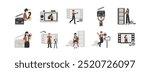 Actor Illustration flat illustration set. Include of actor, performance, man, theater, show, drama, and acting. Vector illustration isolated