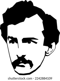 Actor John Wilkes Booth, Assassin of US President Abraham Lincoln, Stylized Black and White Vector Illustration