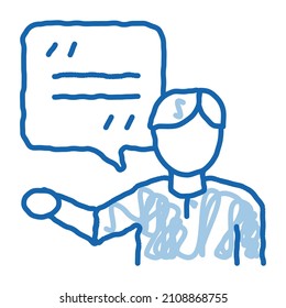 Actor Man with Replica sketch icon vector. Hand drawn blue doodle line art Actor Man with Replica Sign. isolated symbol illustration