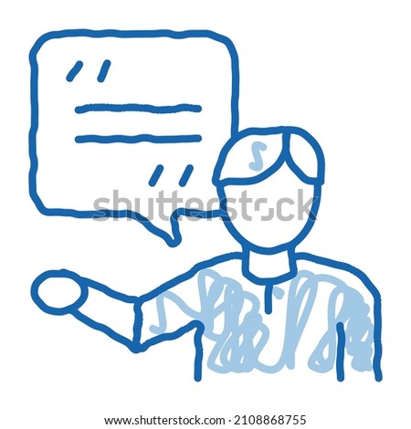 Actor Man with Replica sketch icon vector. Hand drawn blue doodle line art Actor Man with Replica Sign. isolated symbol illustration