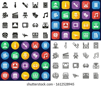 Actor Movie Or Theater Icons All in One Icons -Black & White-Color Flat Design-Thin Line- Set