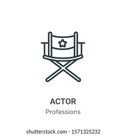 Actor Outline Vector Icon. Thin Line Black Actor Icon, Flat Vector Simple Element Illustration From Editable Professions Concept Isolated On White Background