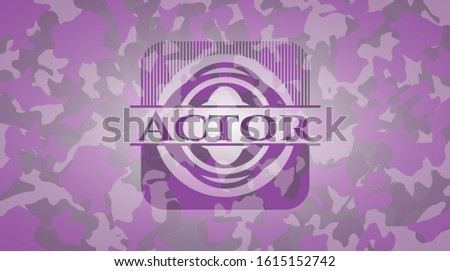 Actor pink on camo texture. Vector Illustration. Detailed.