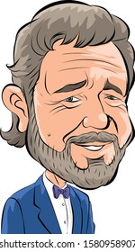 Actor Russell Crowe Comic Caricature Portrait