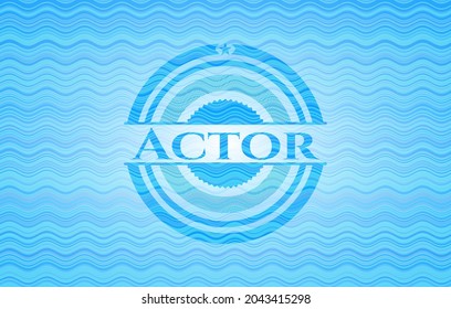 Actor sky blue water wave style emblem. Vector Illustration. Detailed. 