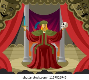 actor in theater with skull