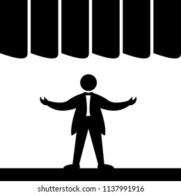 Actor and Theatre. Theatre vector icon. Actor vector icon. Emblem isolated on white background. Modern simple icon style for graphic and web design, logo. EPS 10