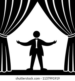 Actor and Theatre. Theatre vector icon. Actor vector icon. Emblem isolated on white background. Modern simple icon style for graphic and web design, logo. EPS 10