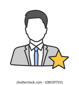 Actor or TV presenter color icon. Movie star. Isolated vector illustration