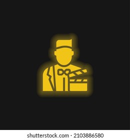 Icono del neón brillante amarillo del actor