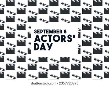 Actors' Day. September 8. Seamless pattern. Flat design vector. Poster, banner, card, background. Eps 10.