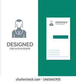 Actress, Avatar, Character, Girl, Lady Grey Logo Design and Business Card Template. Vector Icon Template background