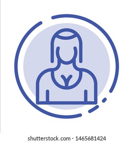 Actress, Avatar, Character, Girl, Lady Blue Dotted Line Line Icon. Vector Icon Template background